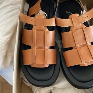 Nwt free people fisher flatform sandal tan sz 38
